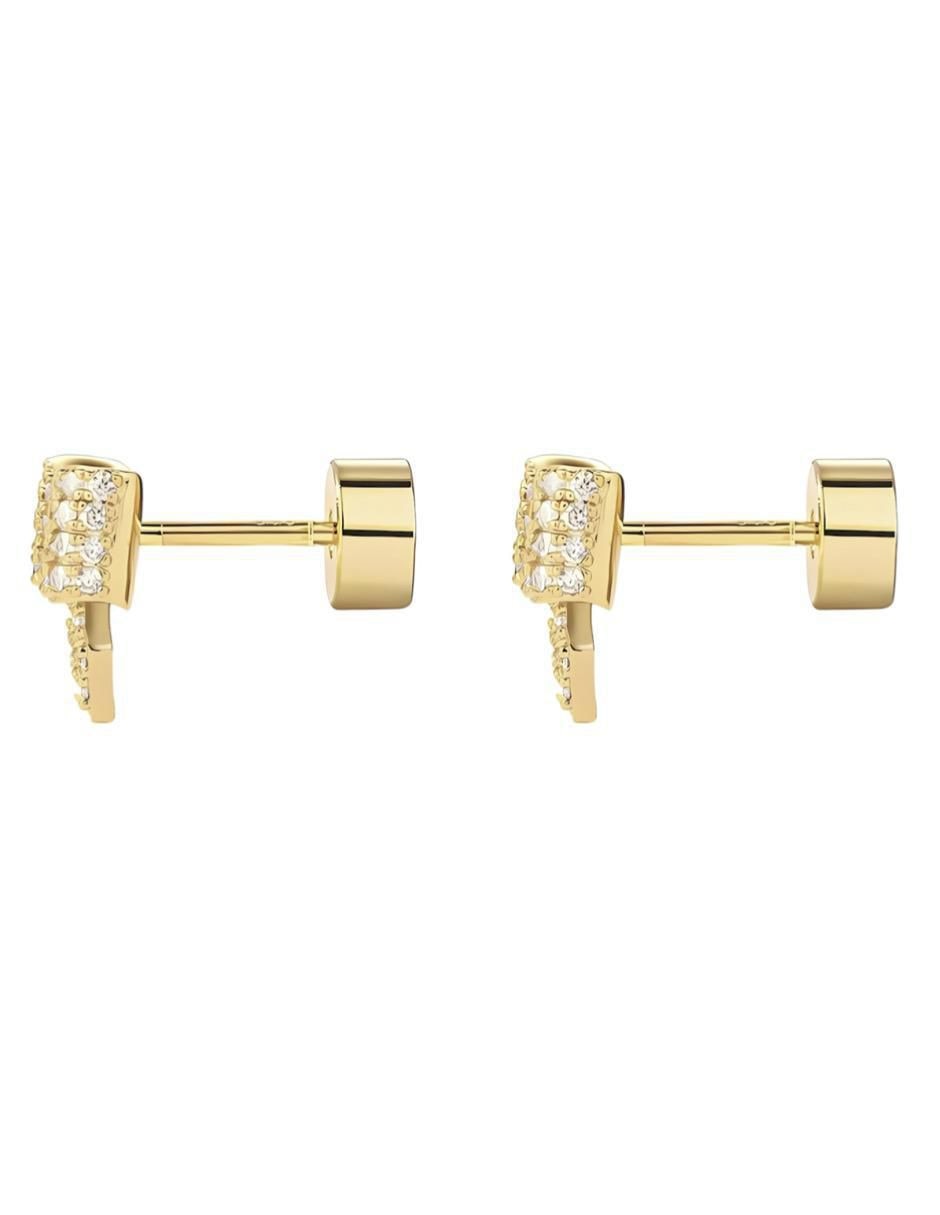 Aretes de moño de plata P 925 y 14 K con acabado brillante 3