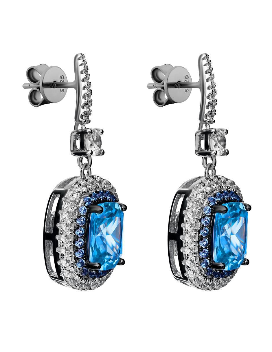 Aretes de plata P 925 con acabado pavé topacio 2