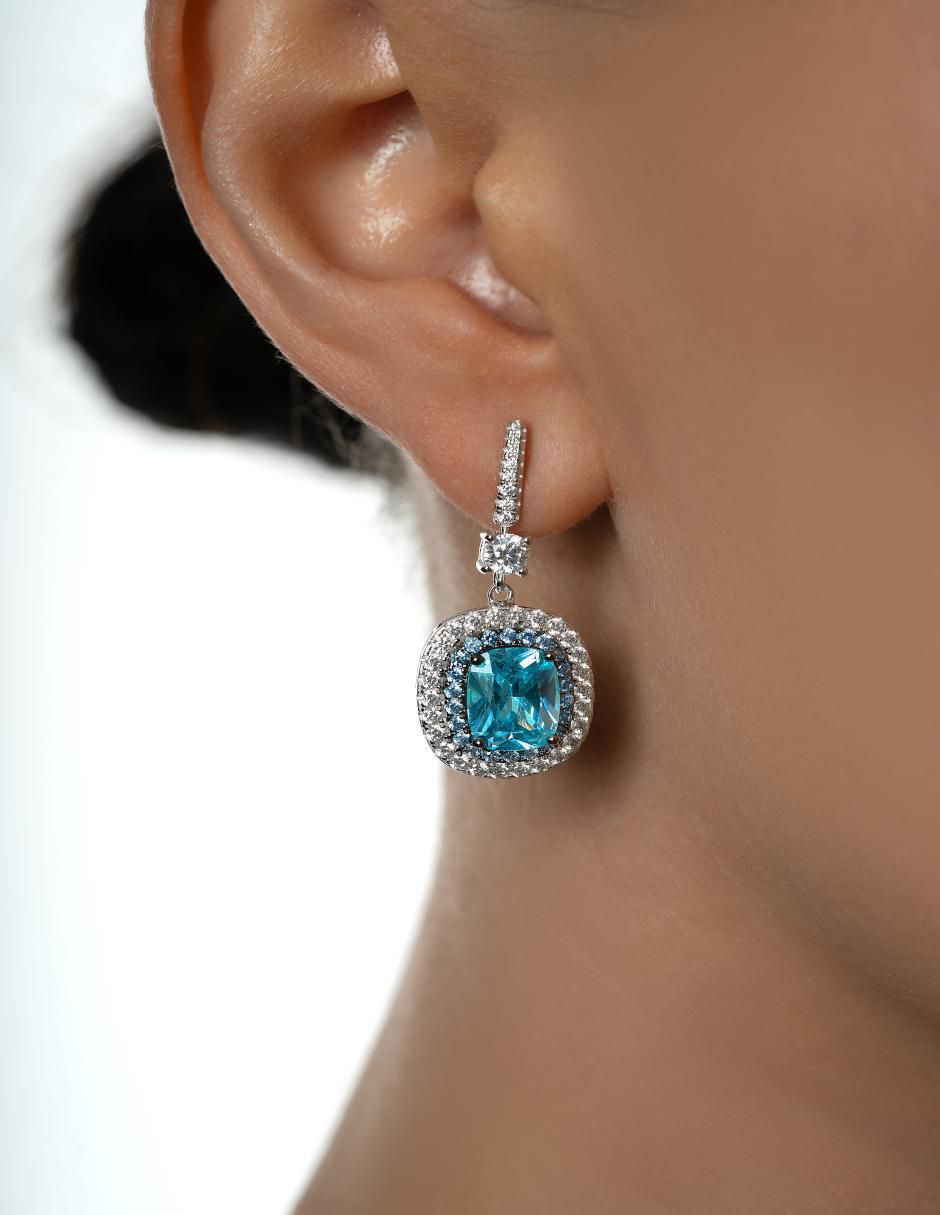 Aretes de plata P 925 con acabado pavé topacio 4