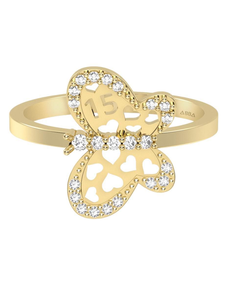 Anillo de mariposa 14 K de oro zirconia brillante Anillo de mariposa 14 K de oro zirconia brillante
