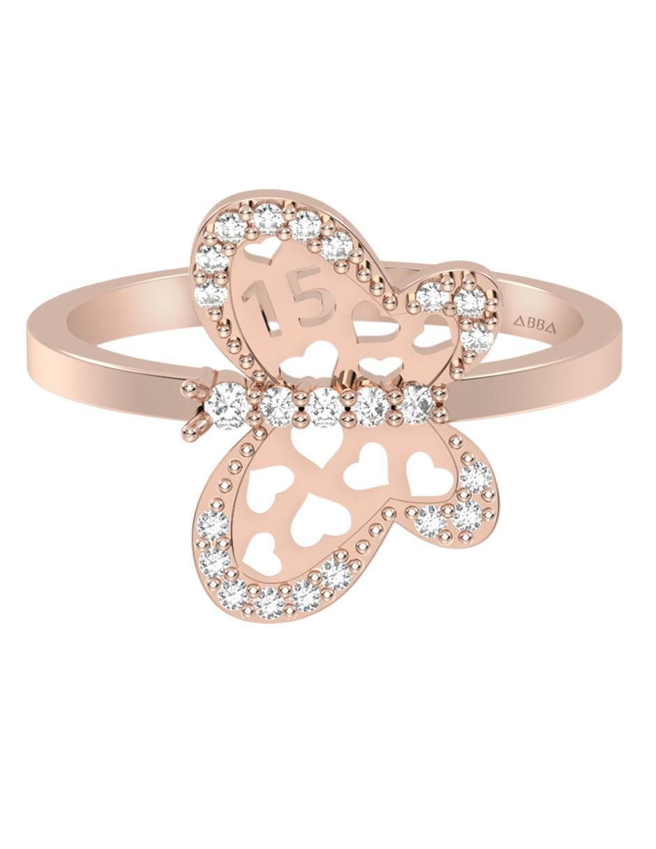 Anillo de mariposa 14 K de oro zirconia brillante Anillo de mariposa 14 K de oro zirconia brillante
