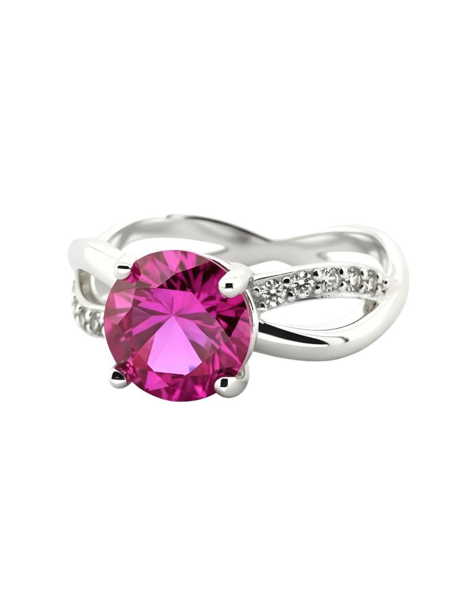 Anillo redondo Élan P 925 de plata circonita brillante 4