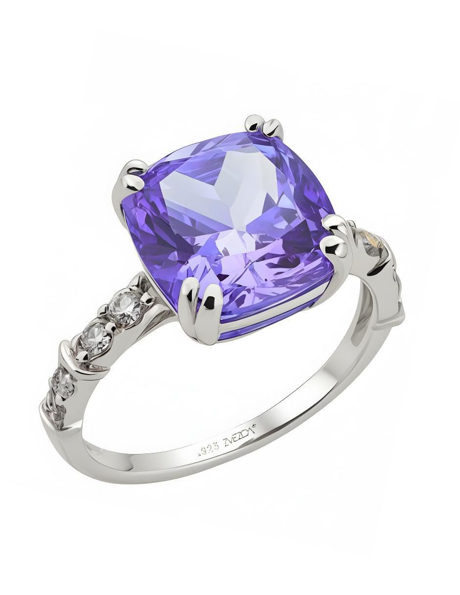 Anillo de cushion Élan P 925 de plata circonita brillante Anillo de cushion Élan P 925 de plata circonita brillante