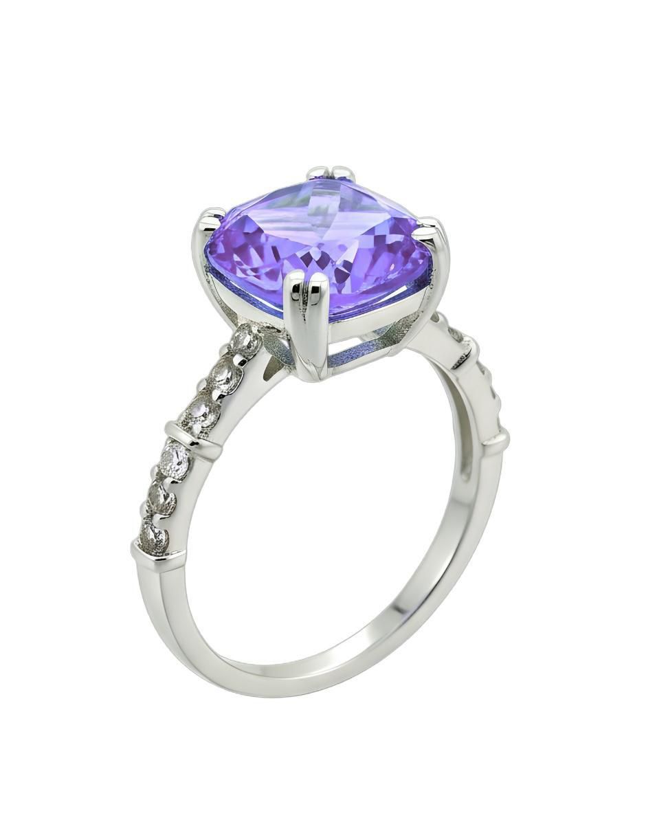 Anillo de cushion Élan P 925 de plata circonita brillante