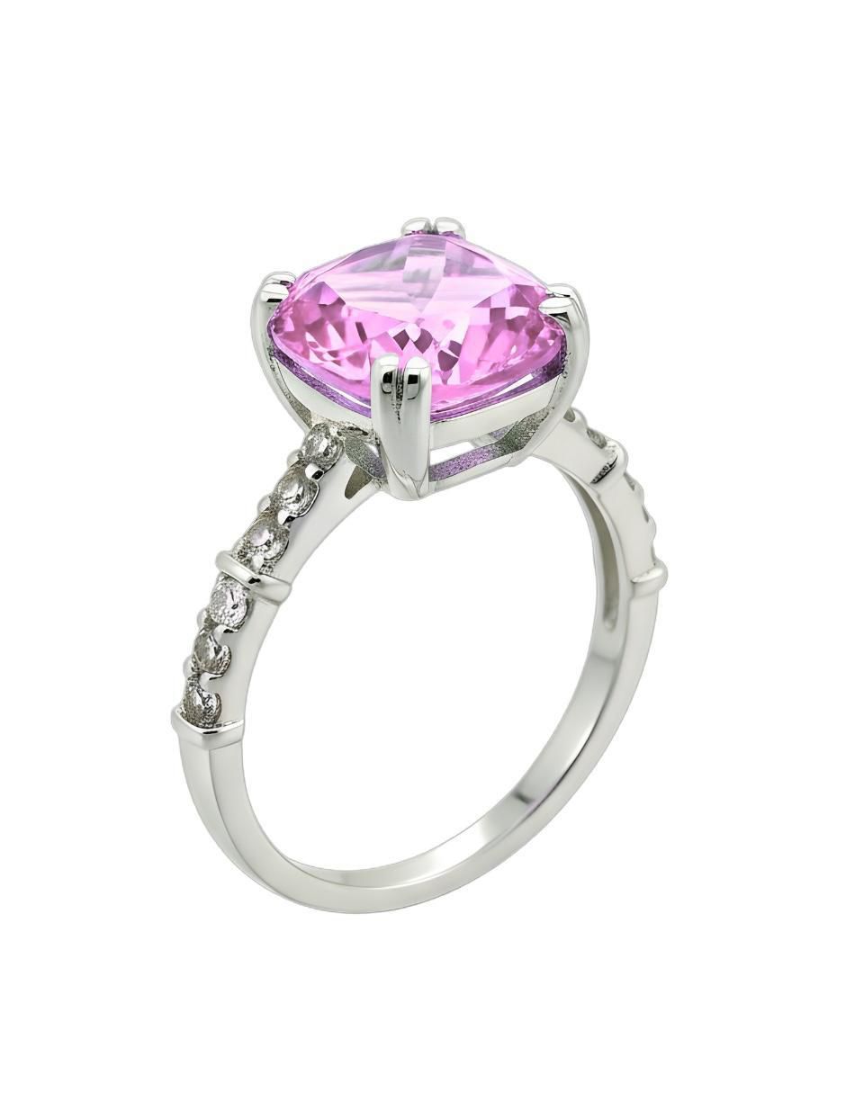 Anillo de cushion Élan P 925 de plata circonita brillante