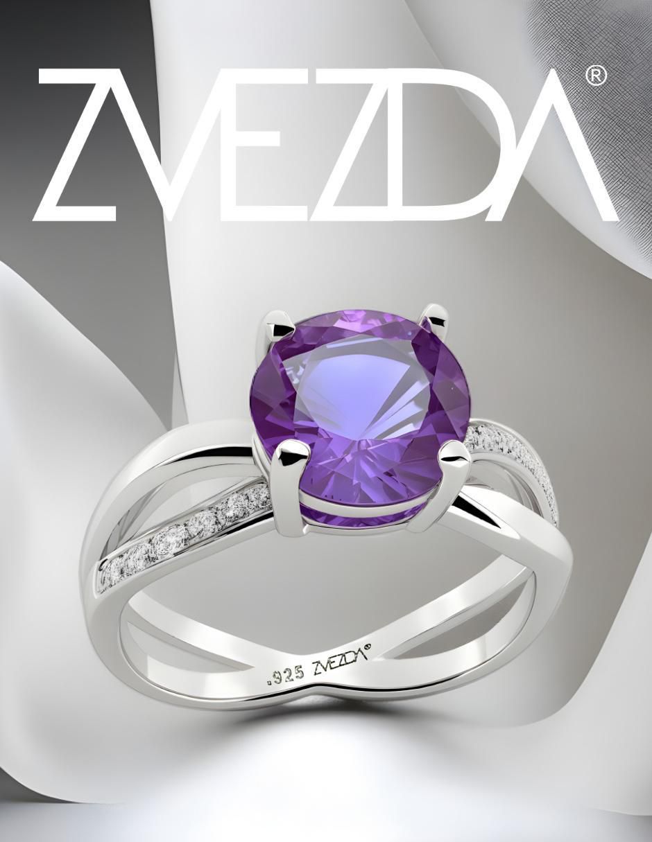 Anillo redondo Élan P 925 de plata circonita brillante 6