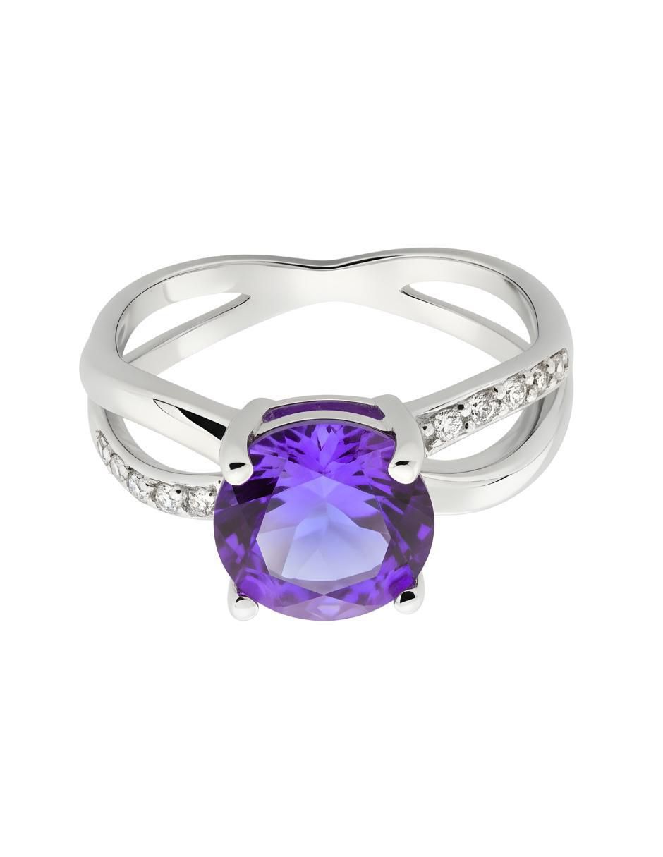 Anillo redondo Élan P 925 de plata circonita brillante 7