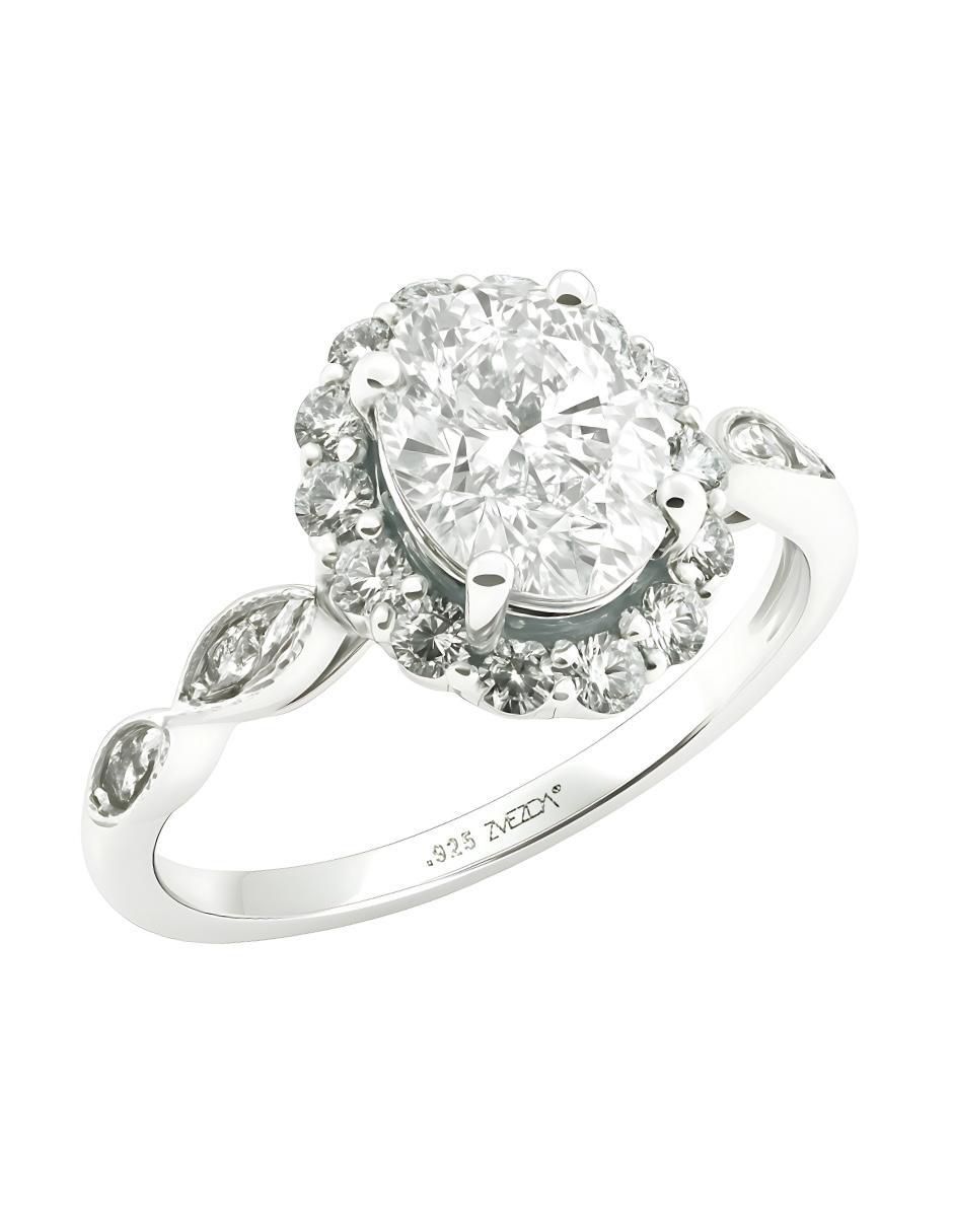 Anillo de oval Élan P 925 de plata circonita brillante Anillo de oval Élan P 925 de plata circonita brillante