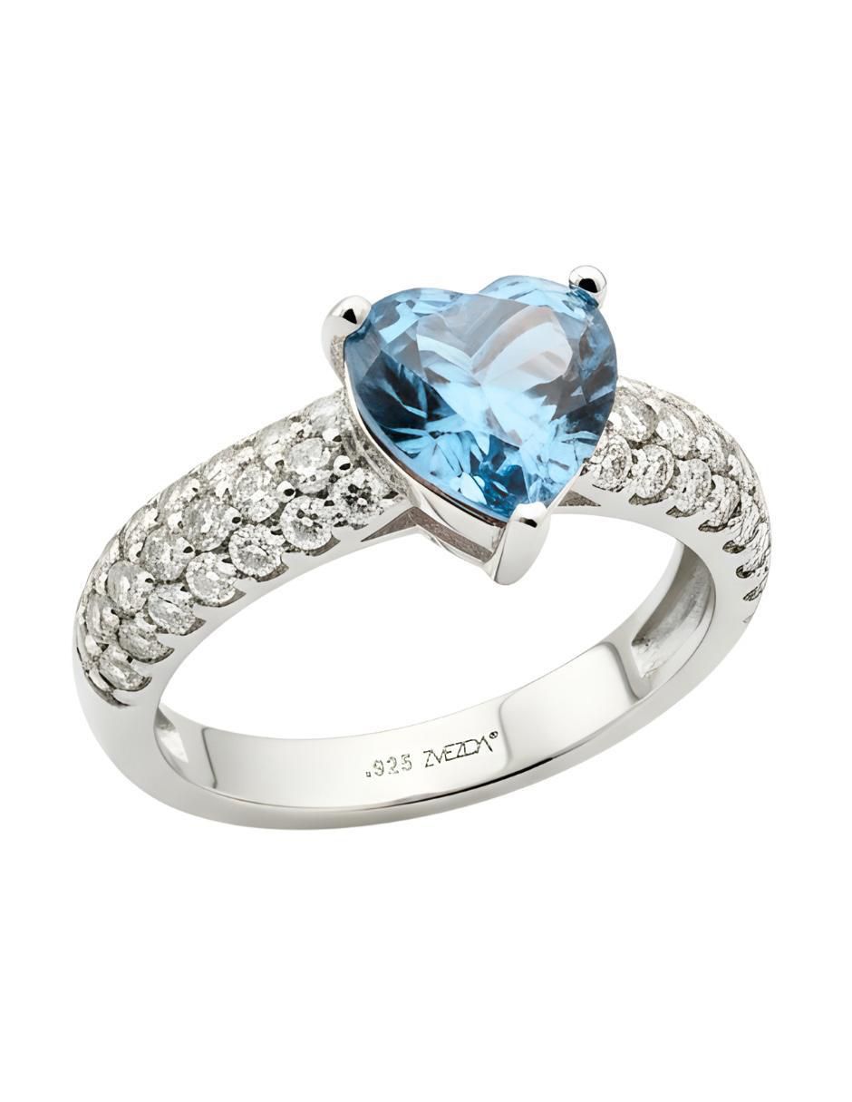 Anillo de corazón Élan P 925 de plata circonita brillante Anillo de corazón Élan P 925 de plata circonita brillante
