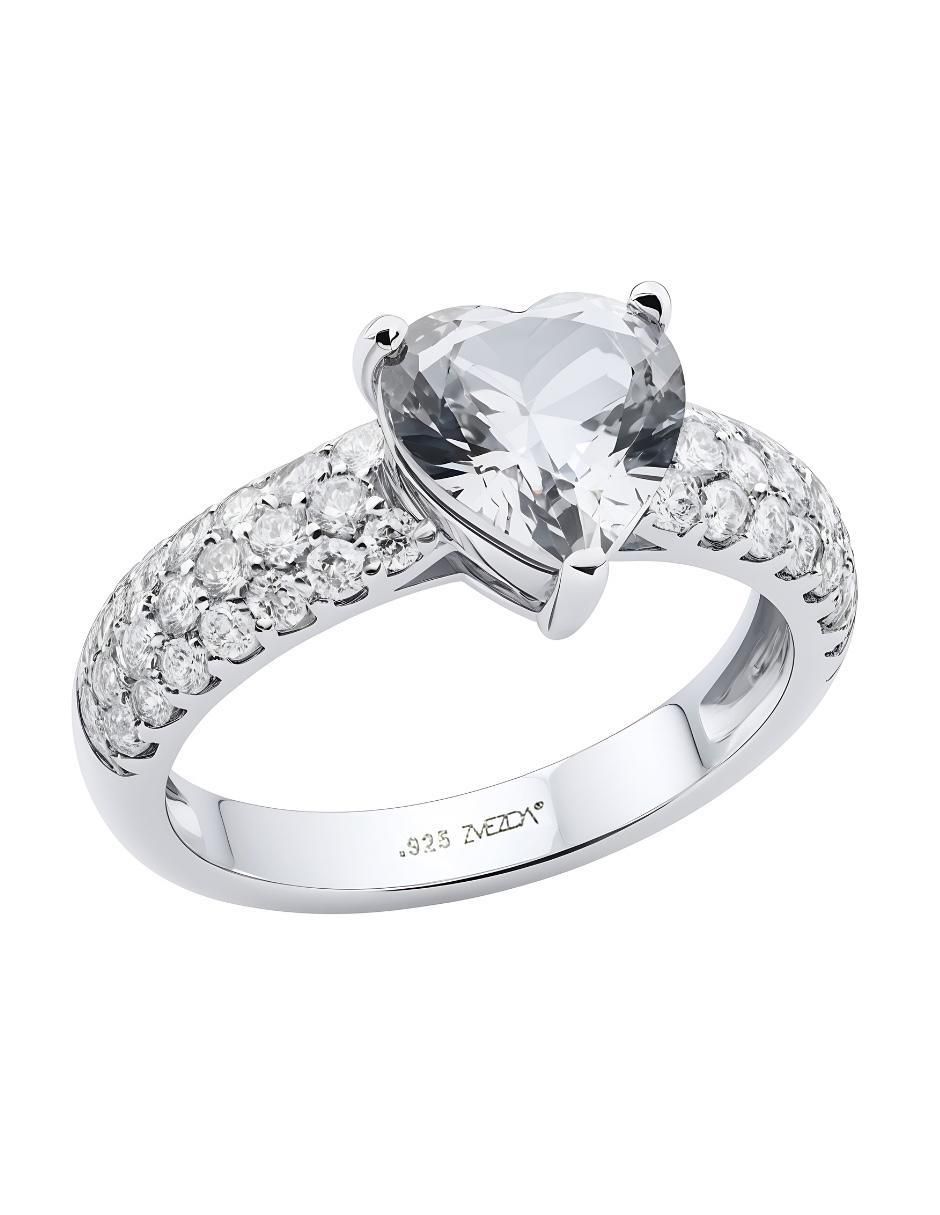 Anillo de corazón Élan P 925 de plata circonita brillante Anillo de corazón Élan P 925 de plata circonita brillante