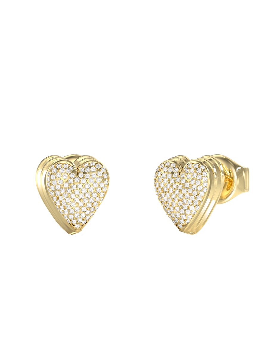 Broqueles de corazón con acabado pavé