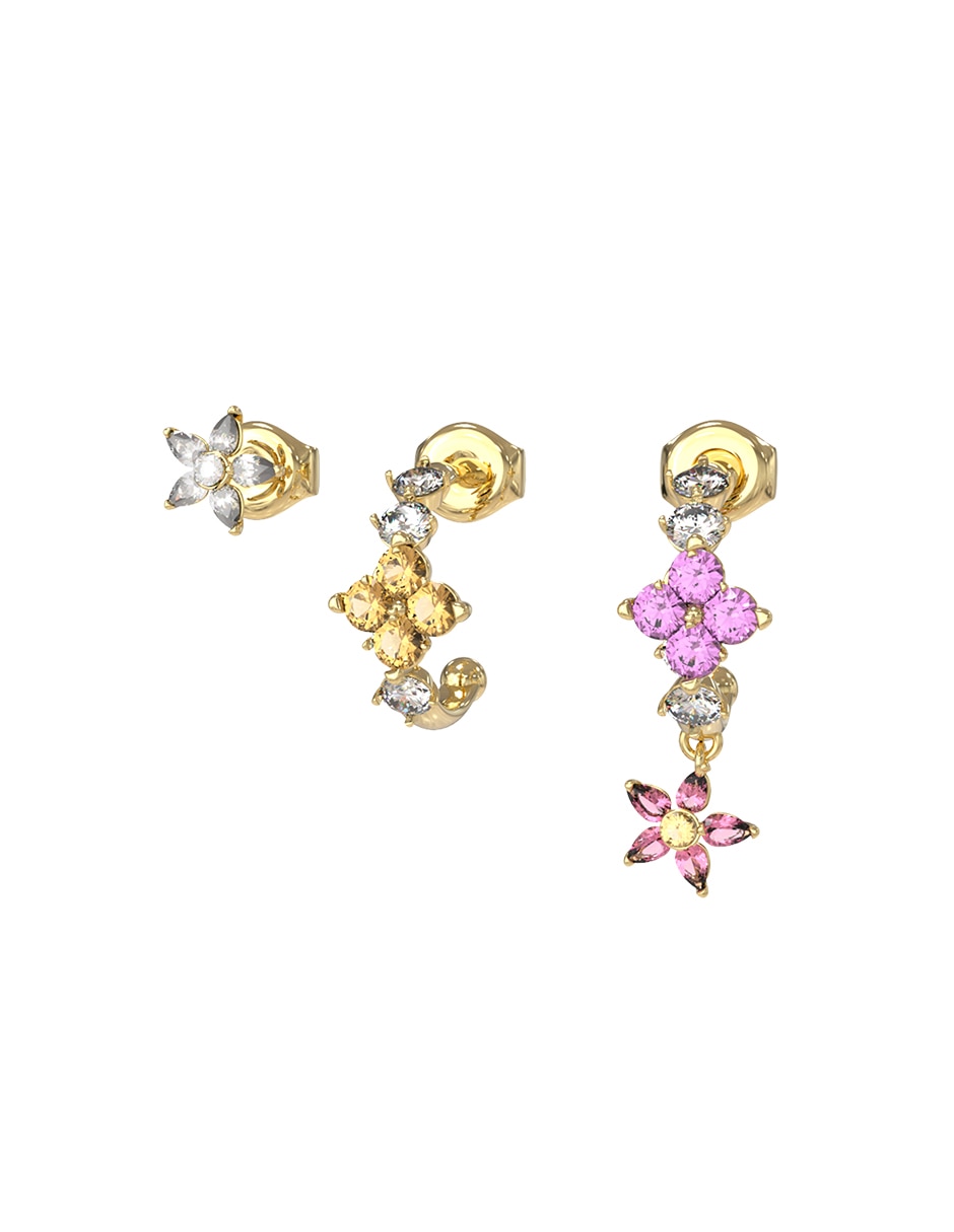 Aretes de flor con acabado brillante