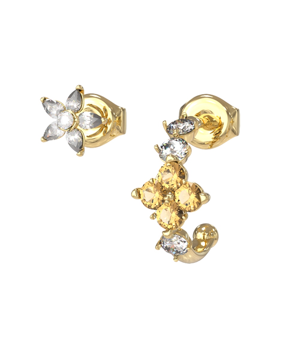 Aretes de flor con acabado brillante 2