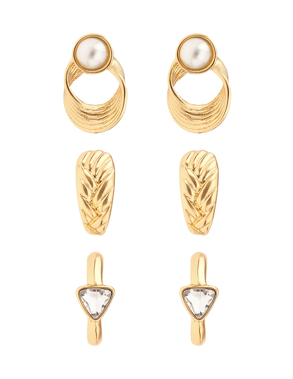 Set de aretes con acabado pavé