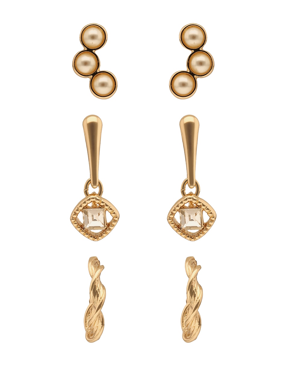 Set de aretes circulares Breath Of Fresh Air con acabado pavé Set de aretes circulares Breath Of Fresh Air con acabado pavé