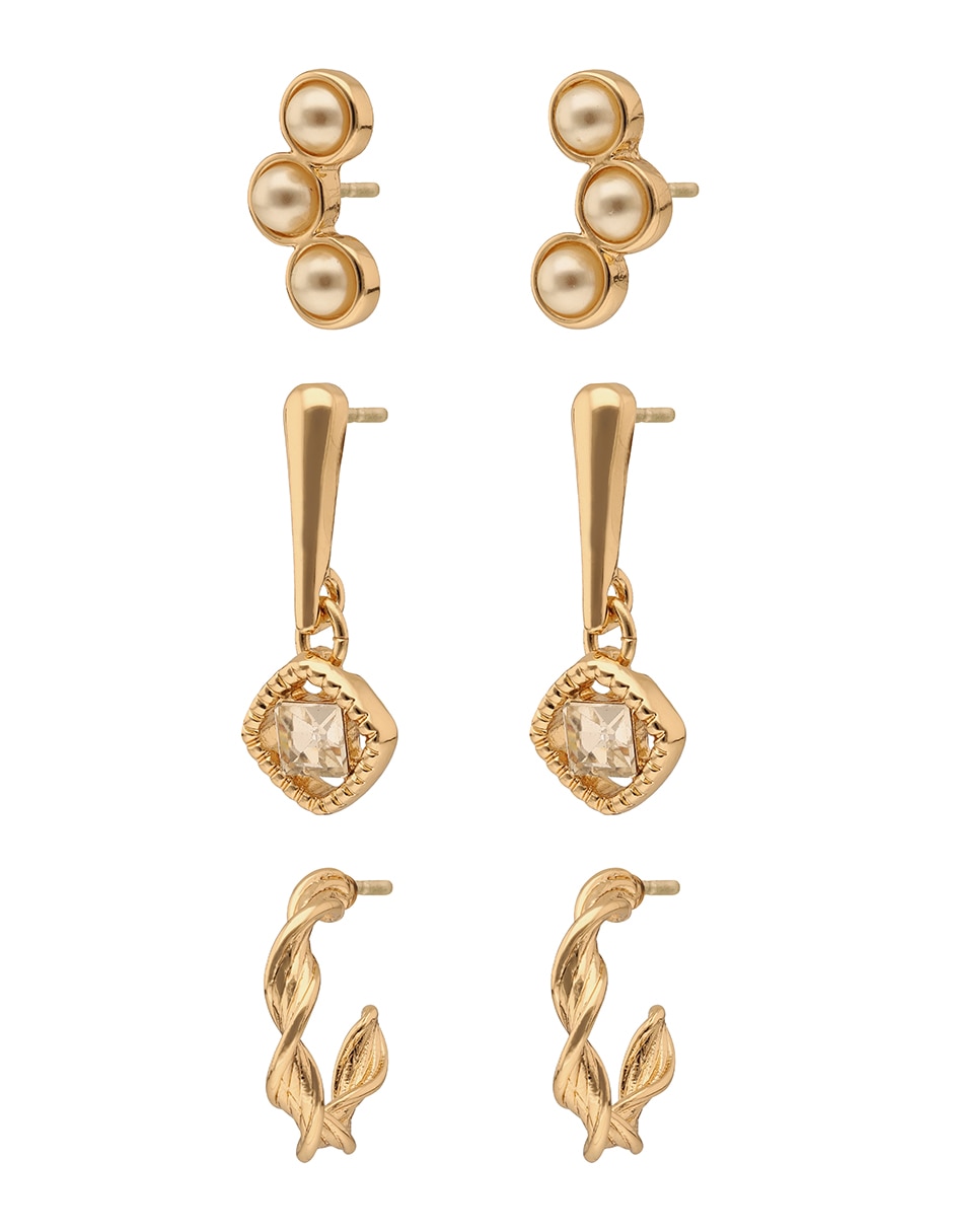 Set de aretes circulares Breath Of Fresh Air con acabado pavé 2