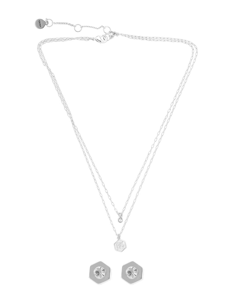 Aretes y collar hexagonal
