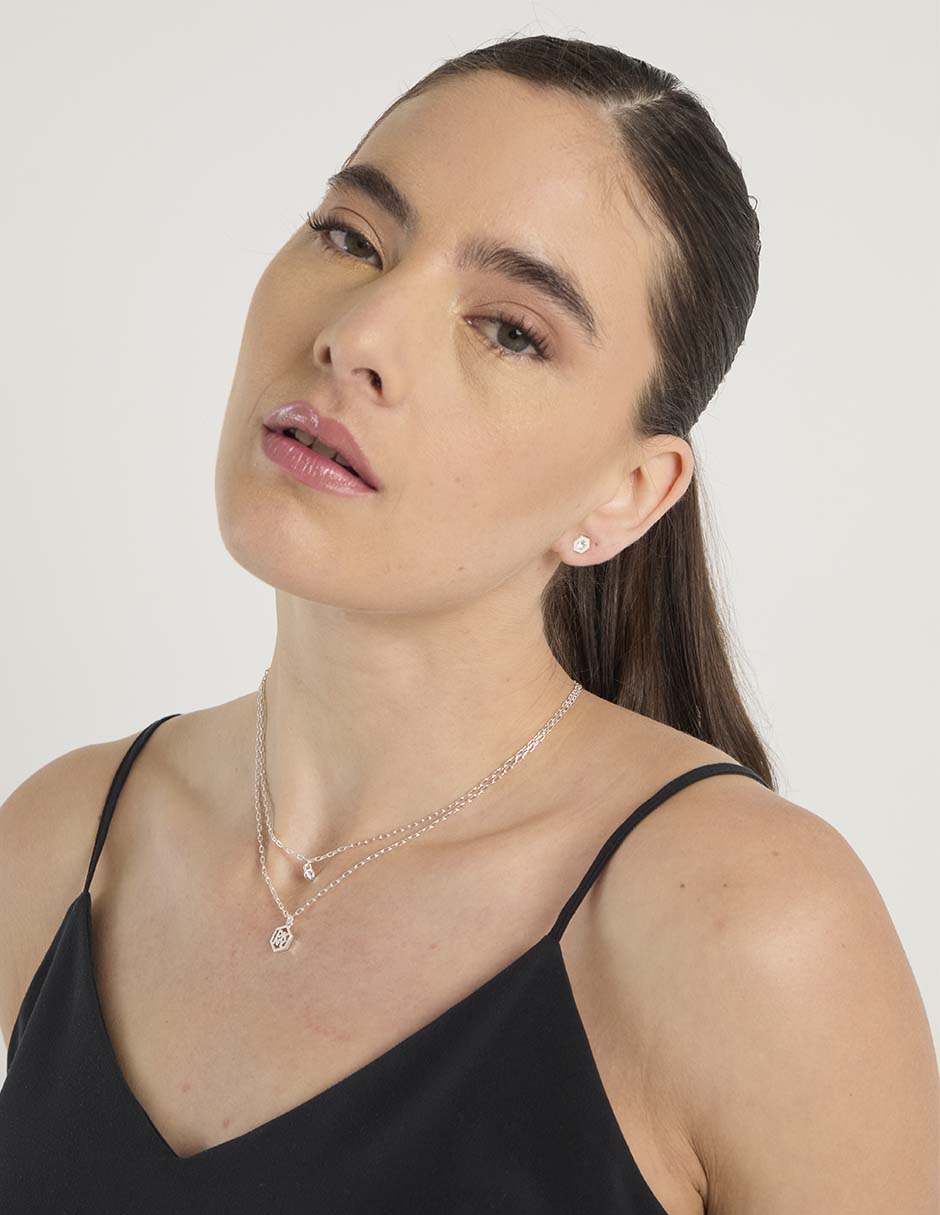 Aretes y collar hexagonal 7