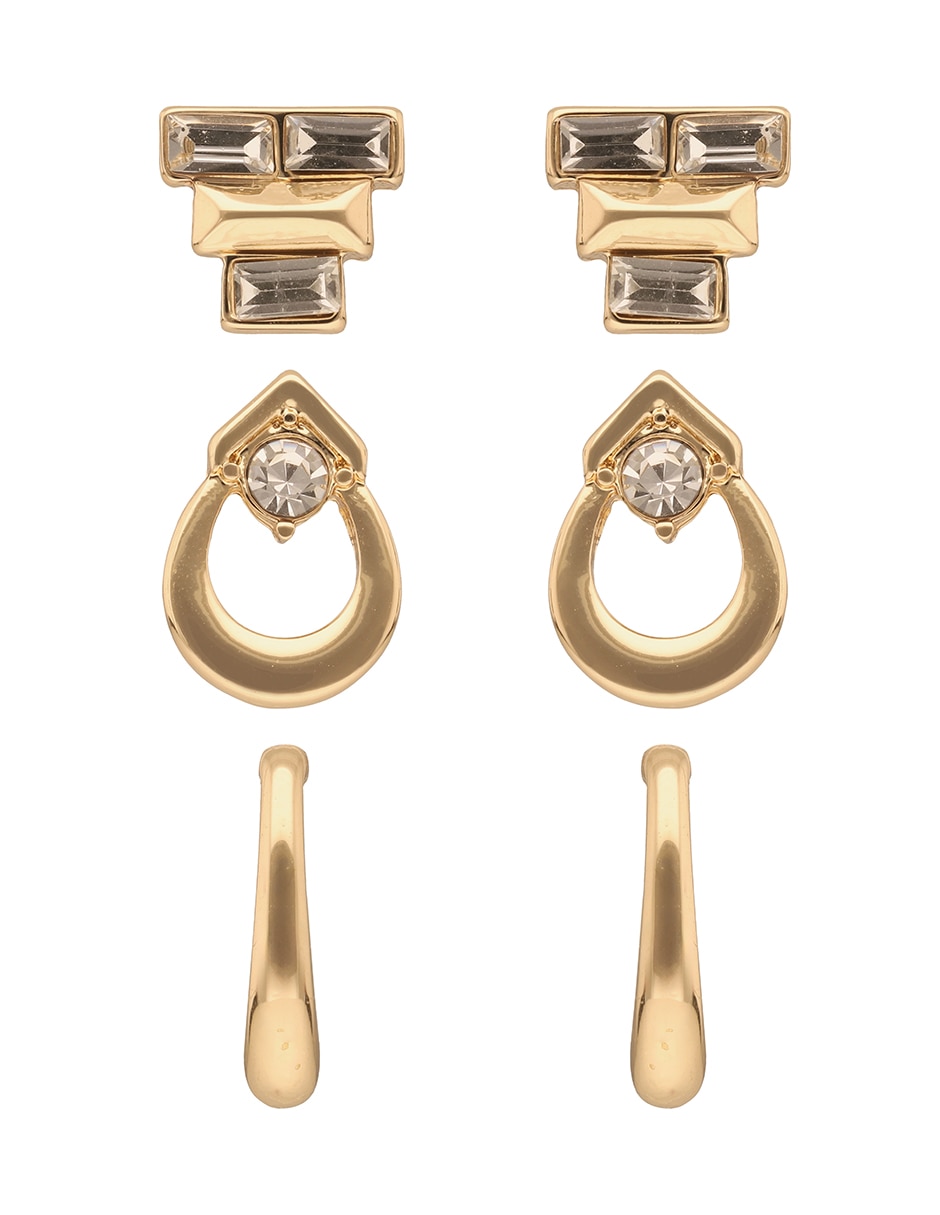 Set de aretes circulares Breath Of Fresh Air con acabado pavé
