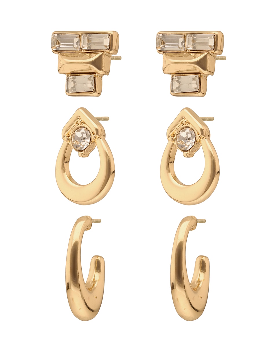 Set de aretes circulares Breath Of Fresh Air con acabado pavé 2