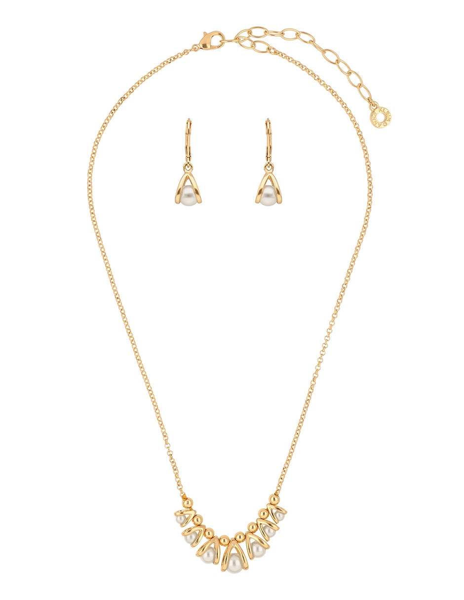 Aretes y collar circular perla 2