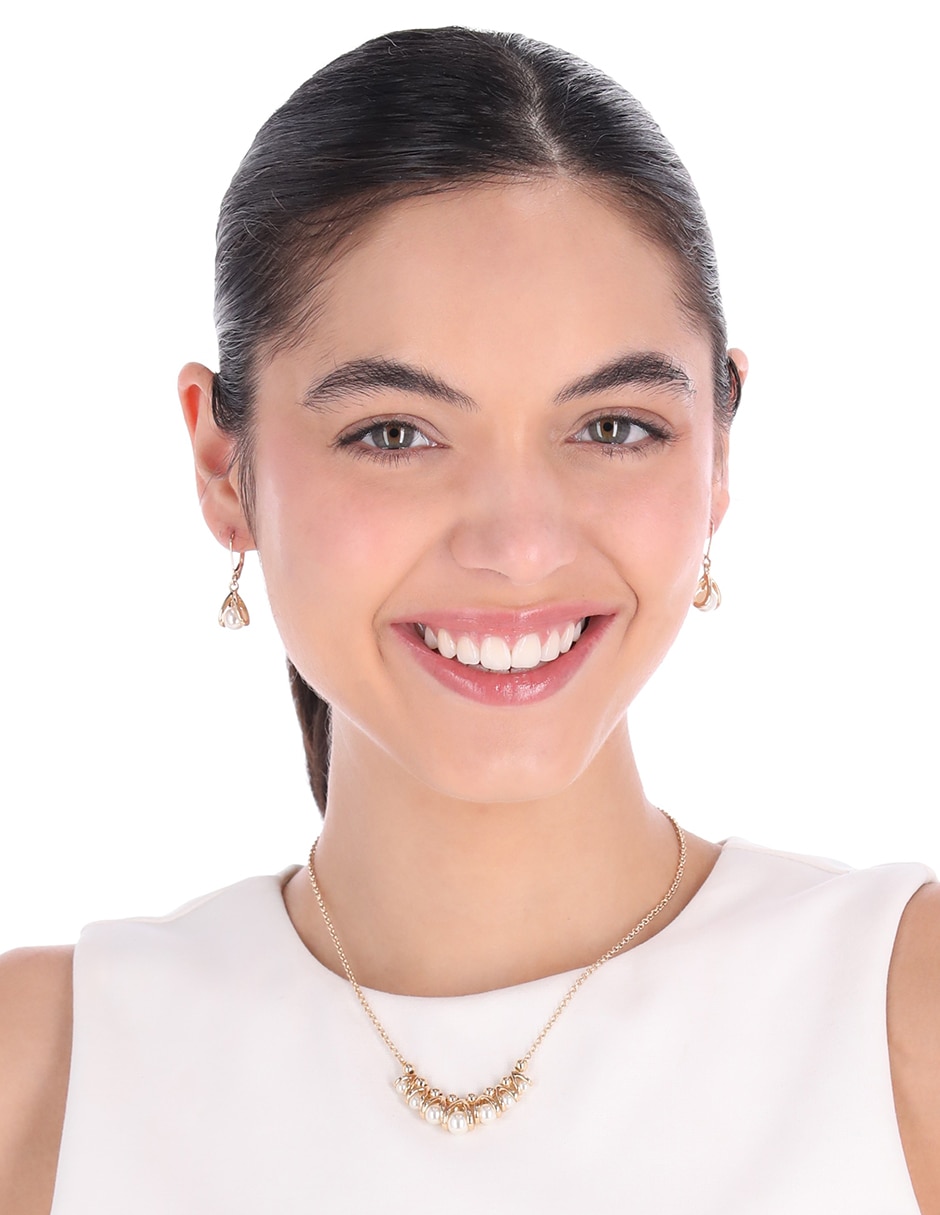 Aretes y collar circular perla 3