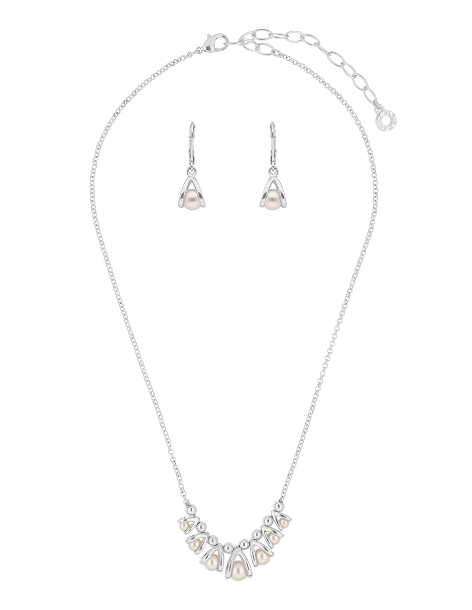 Aretes y collar circular Full Color Boxed Sets perla 2