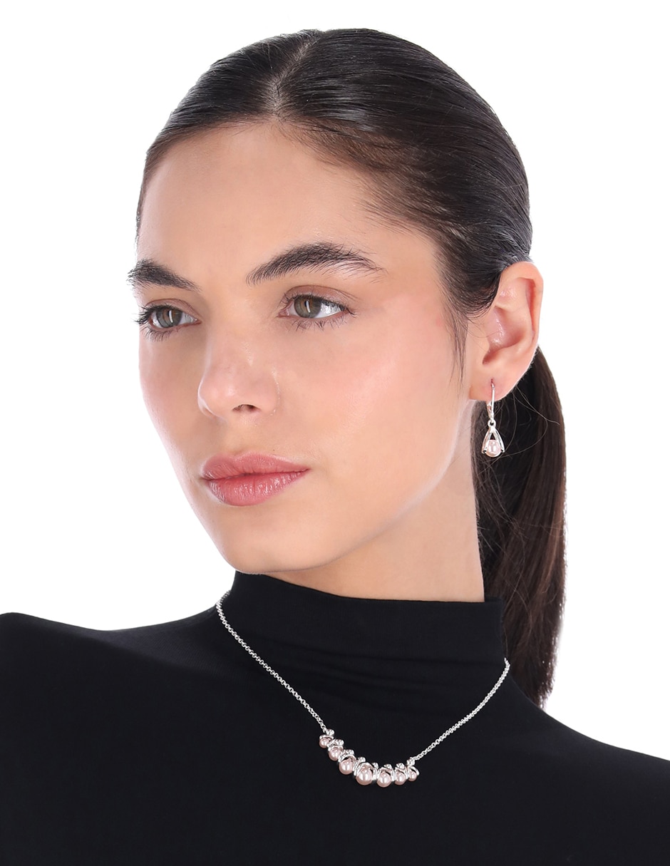 Aretes y collar circular Full Color Boxed Sets perla 3