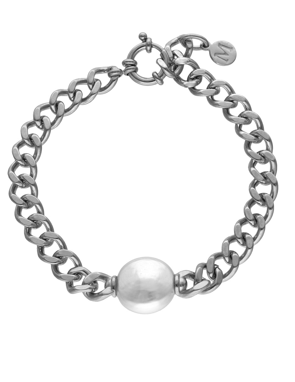 Brazalete Majorica con perla Puffy con acabado brillante