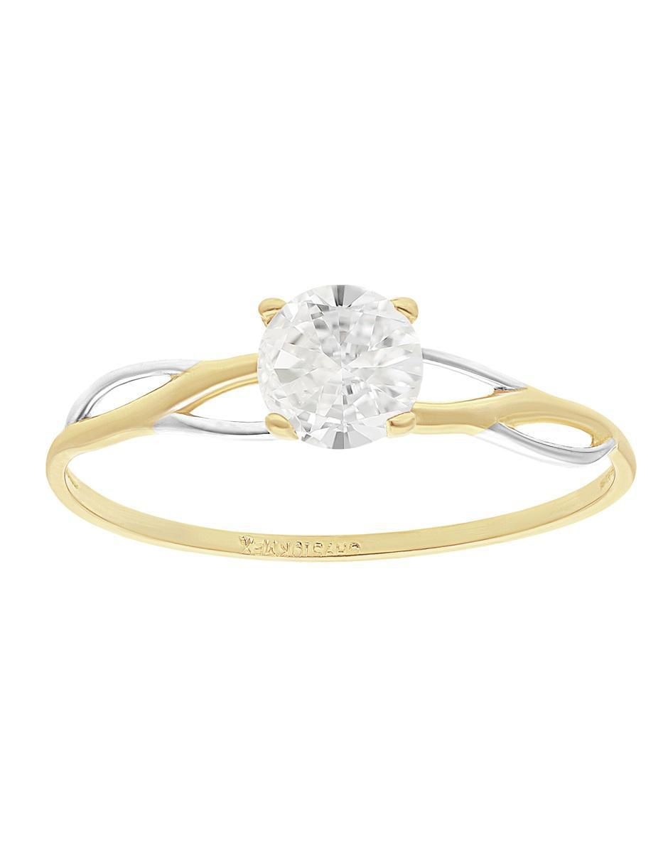 Anillo redondo 10 k de oro zirconia pulido Anillo redondo 10 k de oro zirconia pulido