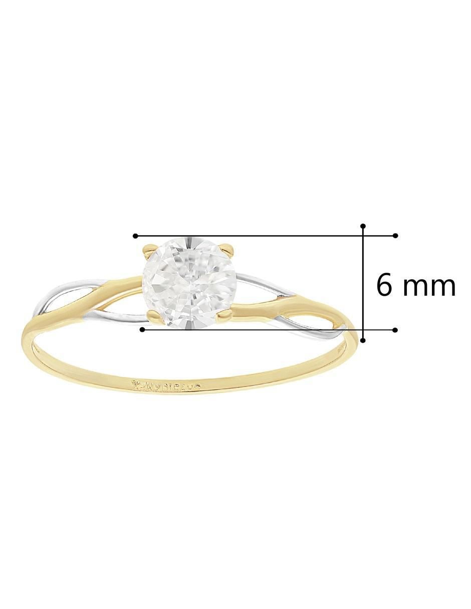 Anillo redondo 10 k de oro zirconia pulido 5