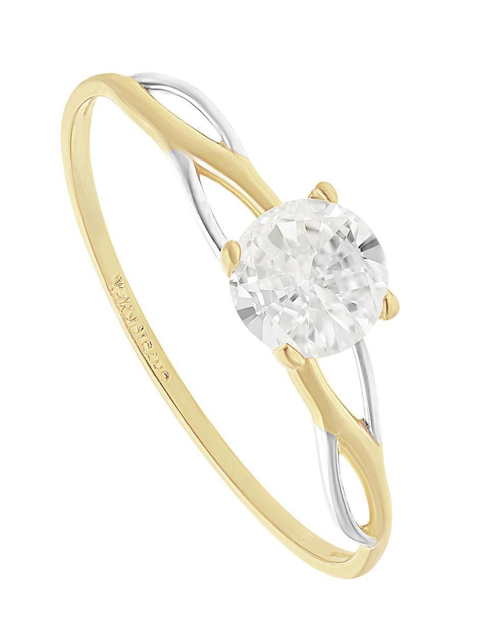 Anillo redondo 10 k de oro zirconia pulido 4