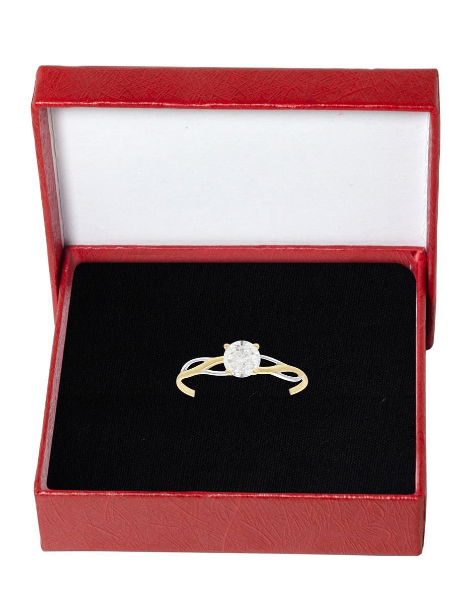 Anillo redondo 10 k de oro zirconia pulido 3