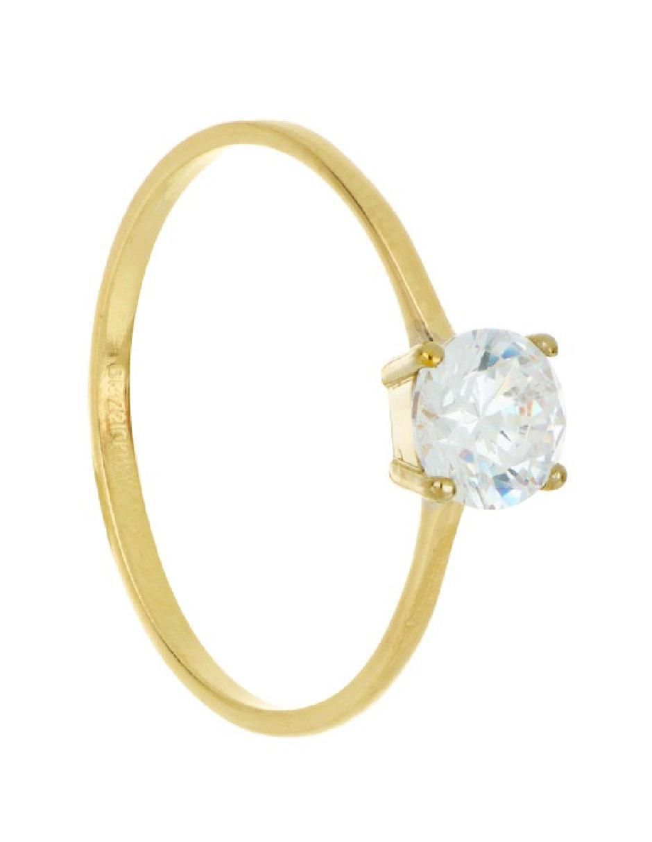 Anillo redondo 10 k de oro zirconia pulido Anillo redondo 10 k de oro zirconia pulido