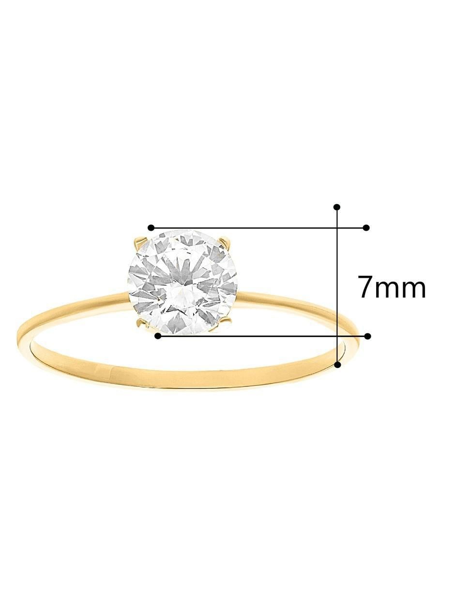 Anillo redondo 10 k de oro zirconia pulido 4