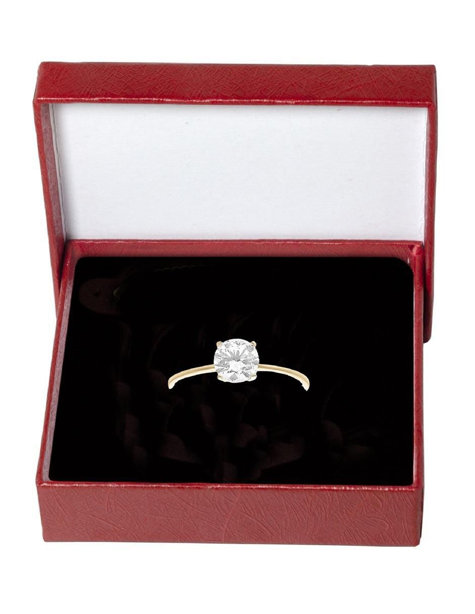 Anillo redondo 10 k de oro zirconia pulido 2