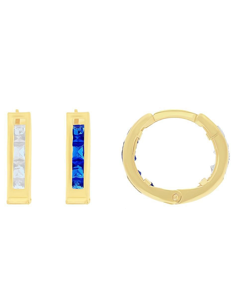 Aretes redondos de oro 10 k con acabado pulido zirconia Aretes redondos de oro 10 k con acabado pulido zirconia