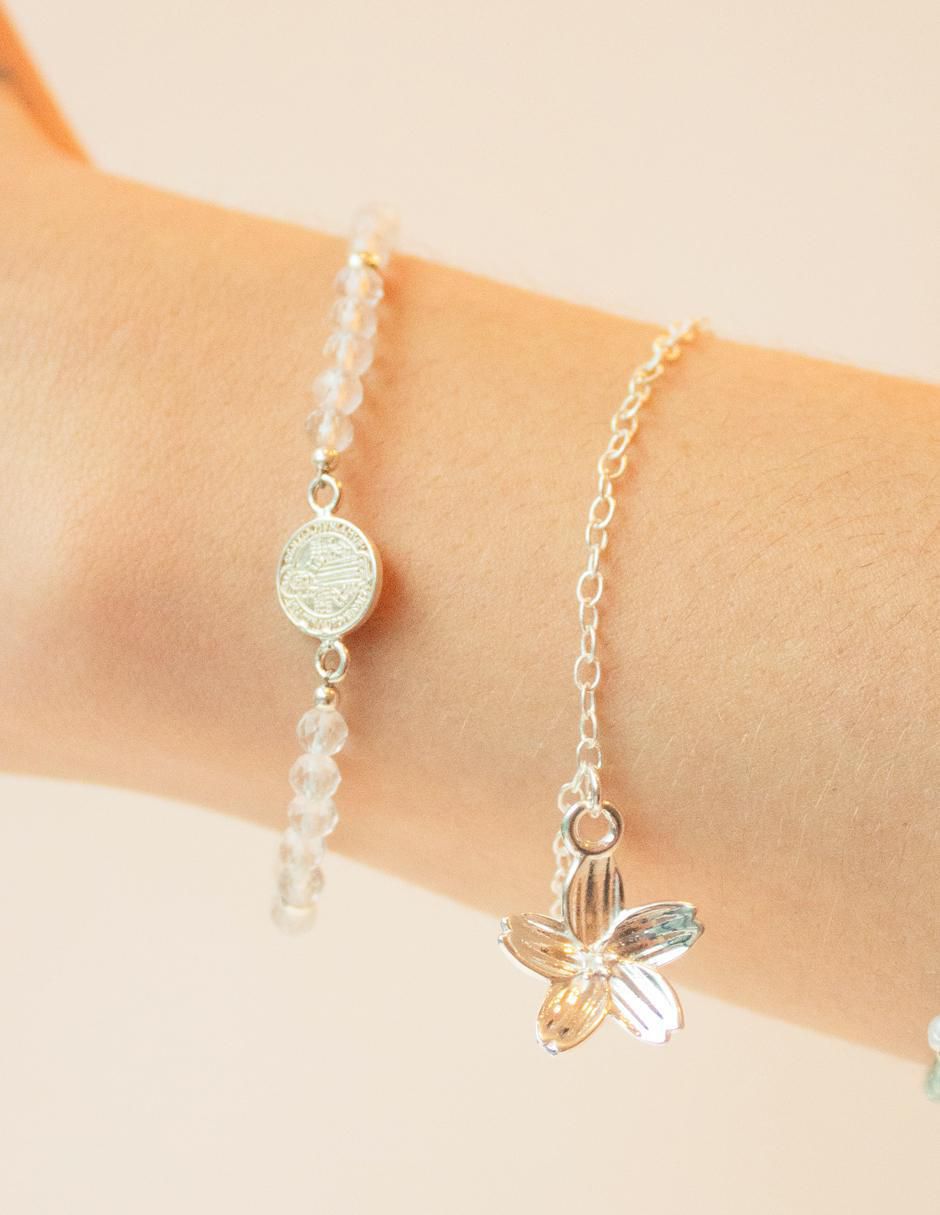 Pulsera de plata con zirconia P 925 Religioso acabado brillante 3