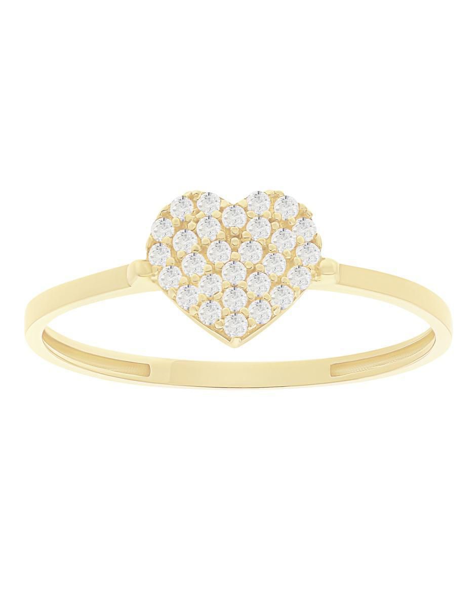 Anillo de corazón 10 k de oro zirconia pulido