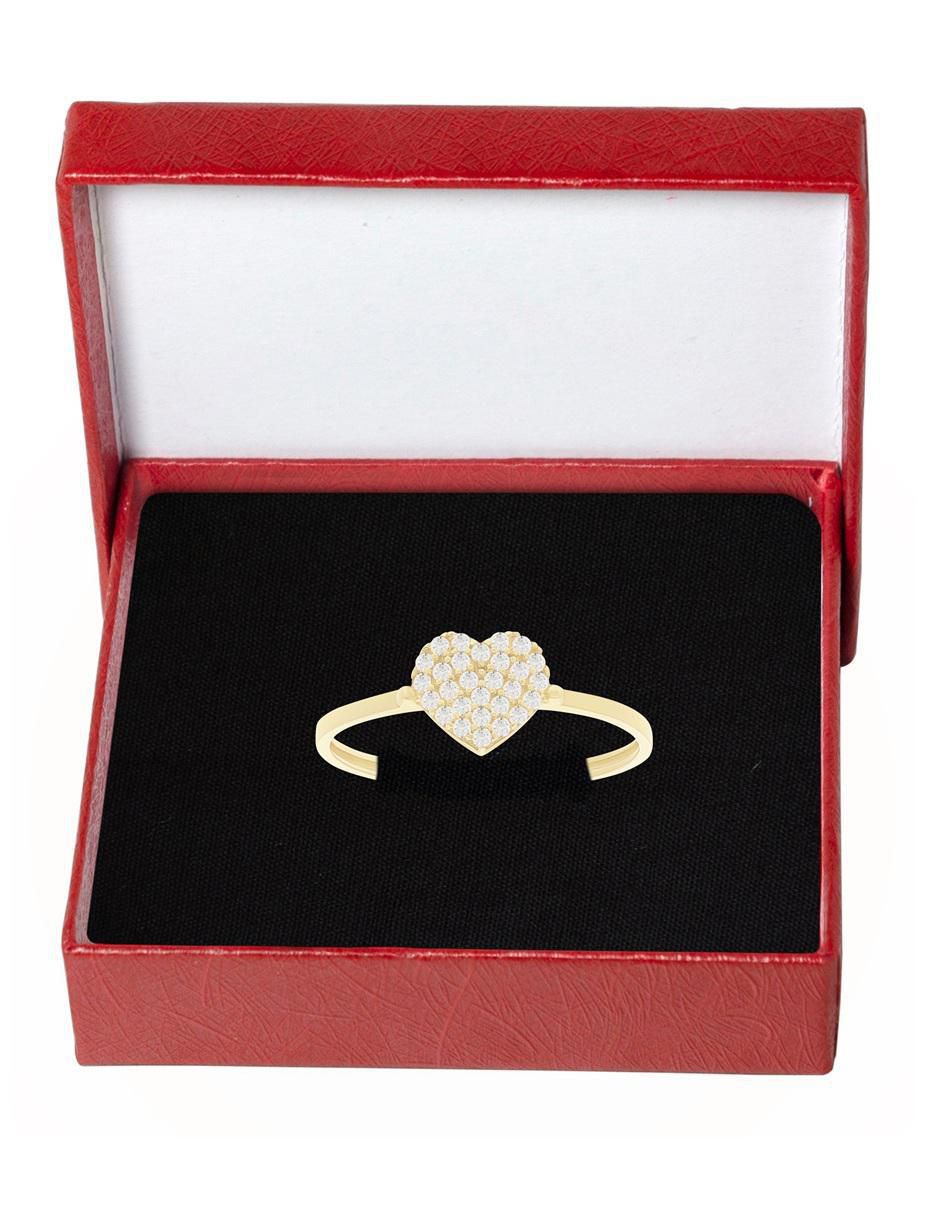 Anillo de corazón 10 k de oro zirconia pulido