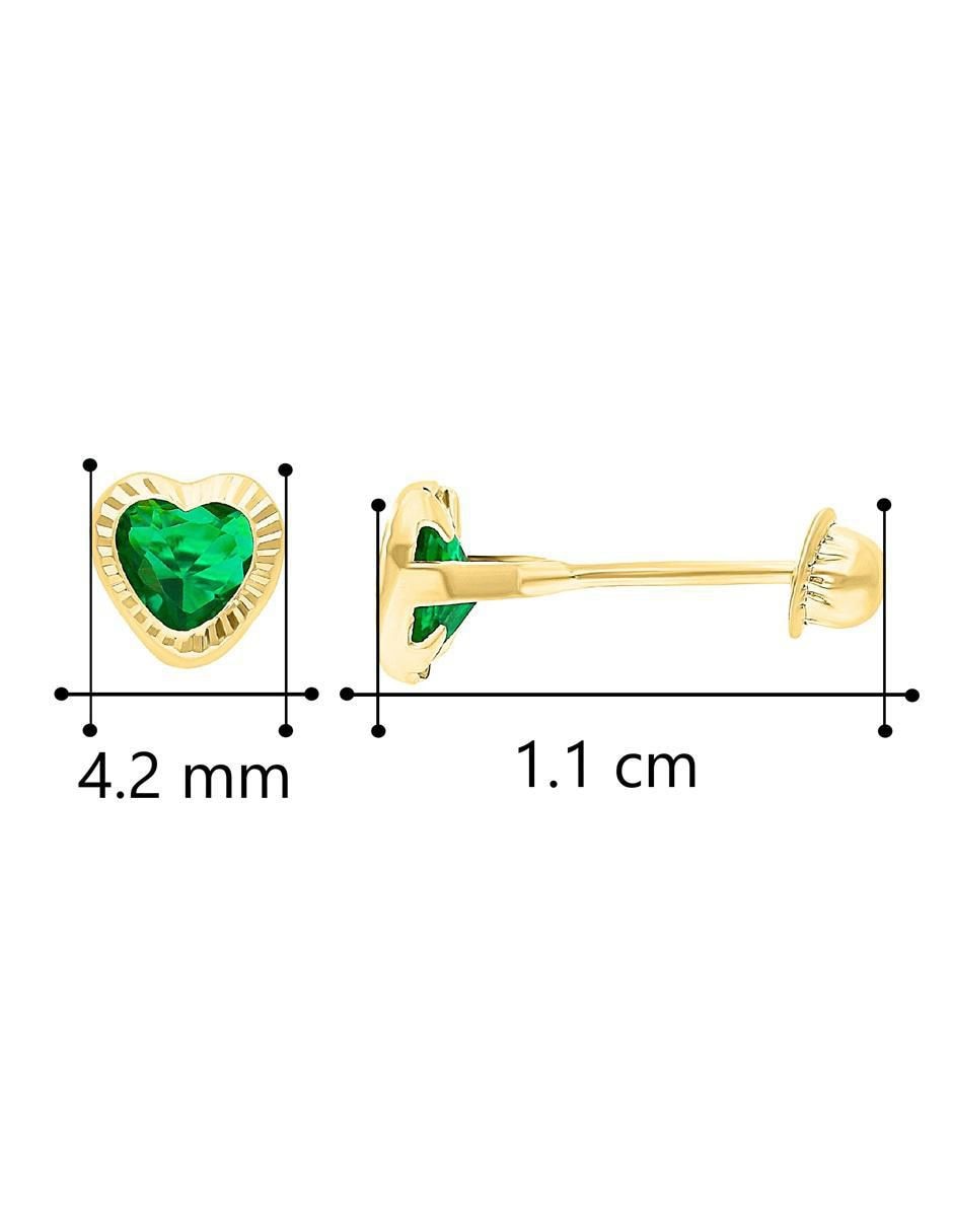 Broqueles de corazón horoz de oro 10 k con acabado diamantado zirconia