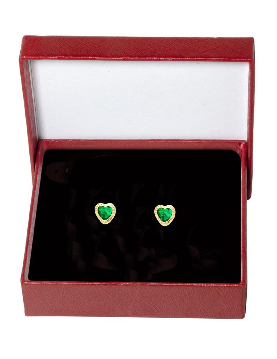 Broqueles de corazón de oro 10 k con acabado diamantado zirconia Broqueles de corazón de oro 10 k con acabado diamantado zirconia