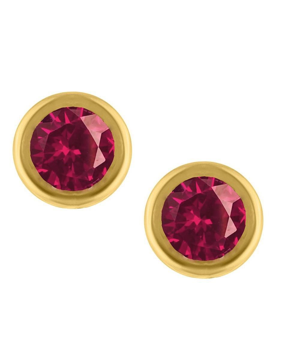 Broqueles de oro 10 k con acabado pulido zirconia 1