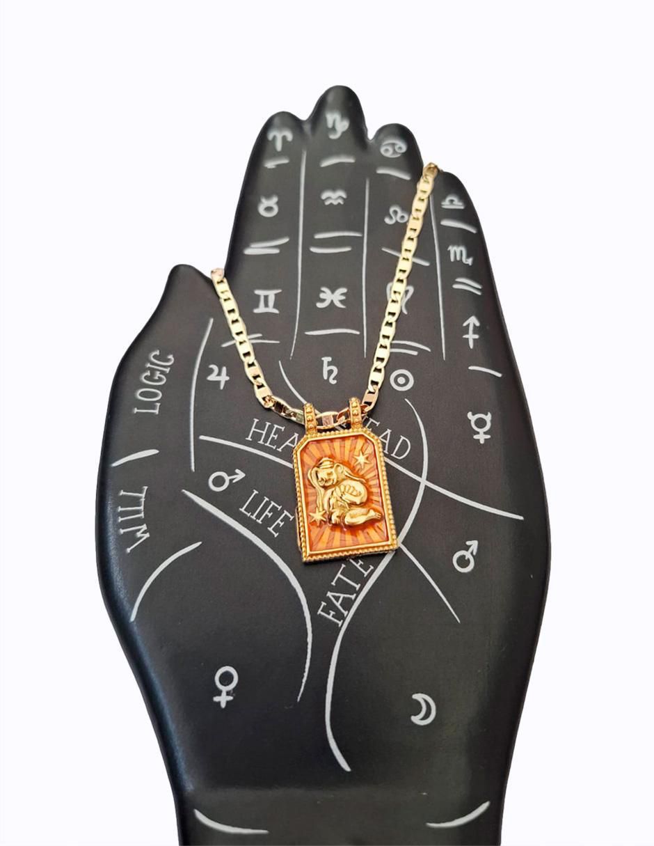 Collar con dije de signo zodiacal CONSTELACIONES de oro laminado 10 K