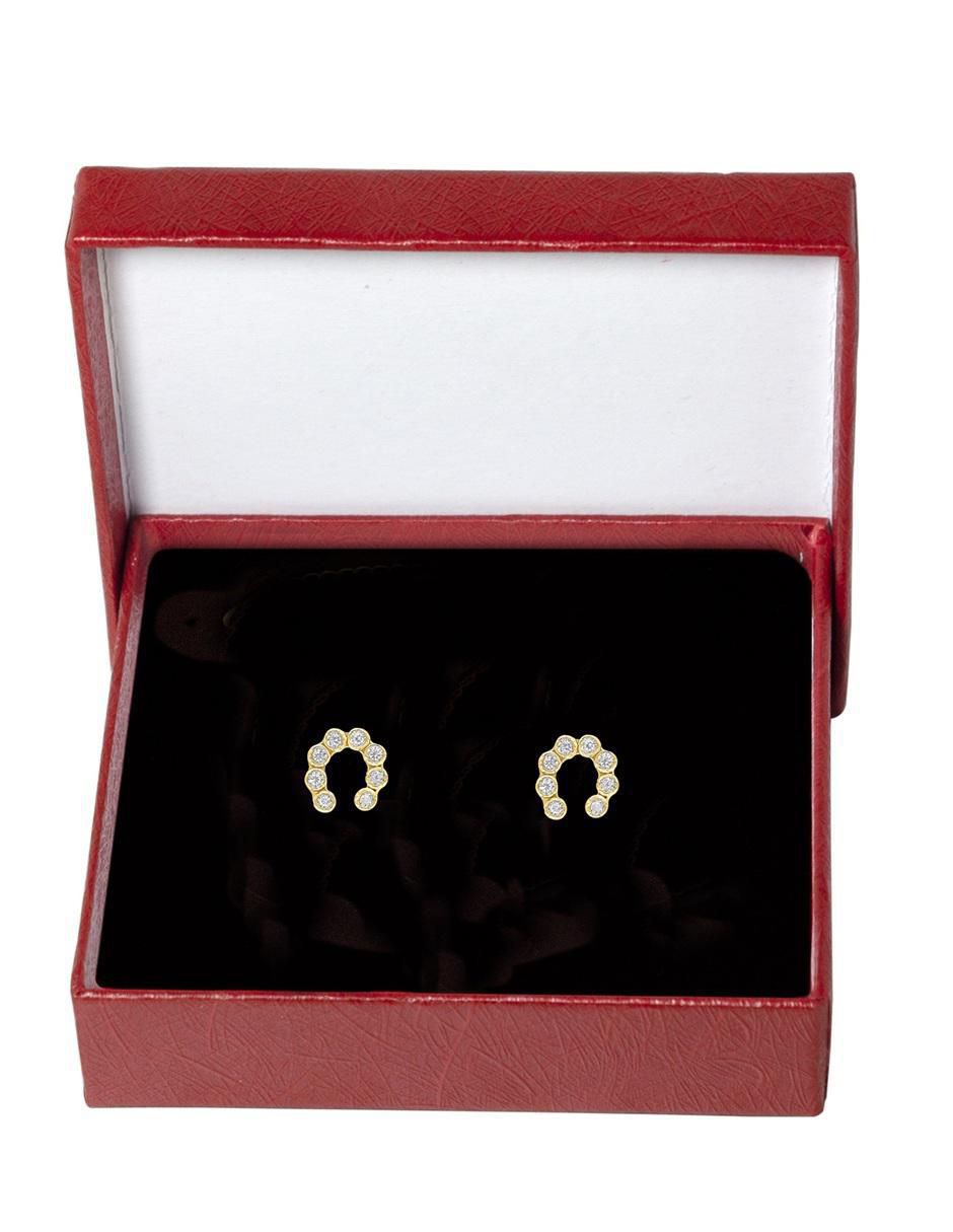 Broqueles de herradura de oro 10 k con acabado pulido zirconia Broqueles de herradura de oro 10 k con acabado pulido zirconia