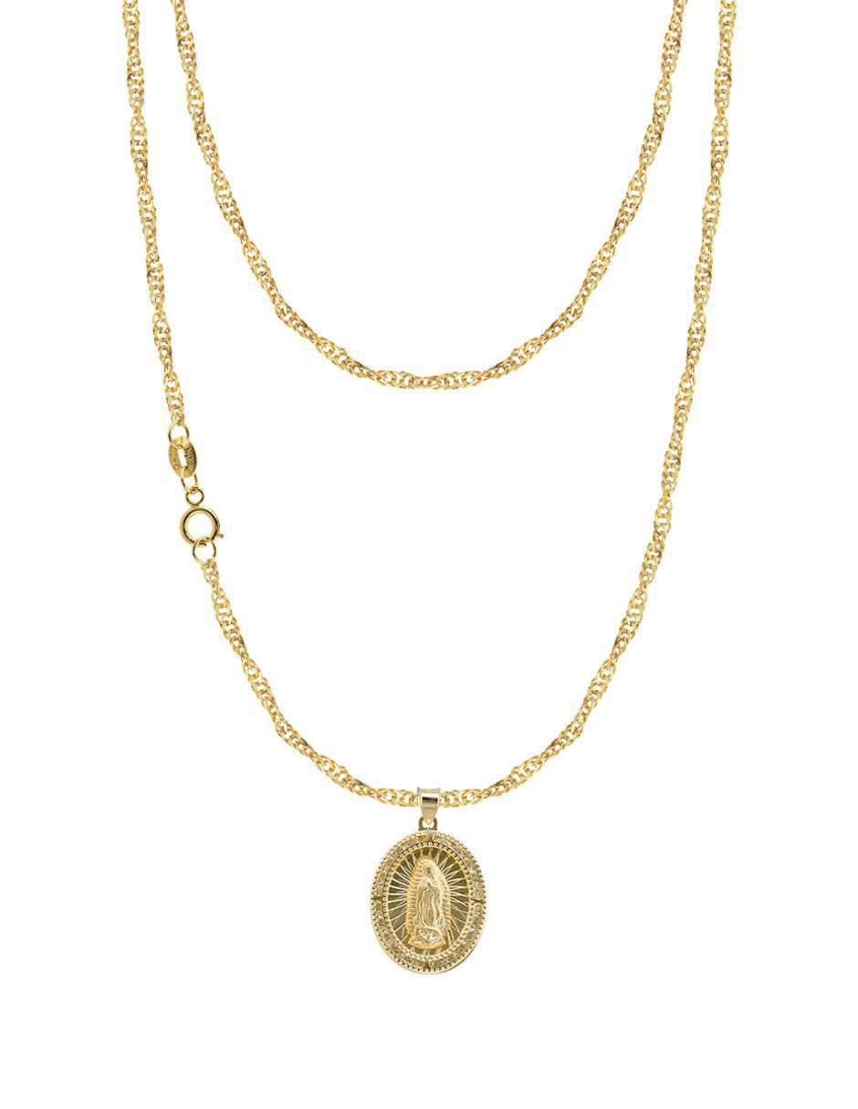 Collar con dije Virgen de Guadalupe de ovalado de oro 10 K Collar con dije Virgen de Guadalupe de ovalado de oro 10 K