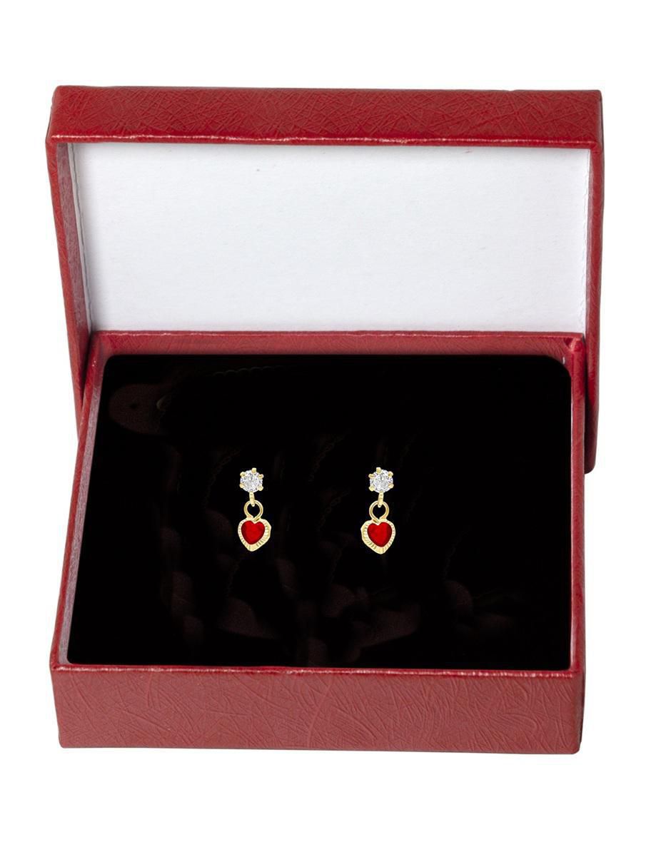Broqueles de corazón de oro 10 k con acabado diamantado zirconia Broqueles de corazón de oro 10 k con acabado diamantado zirconia