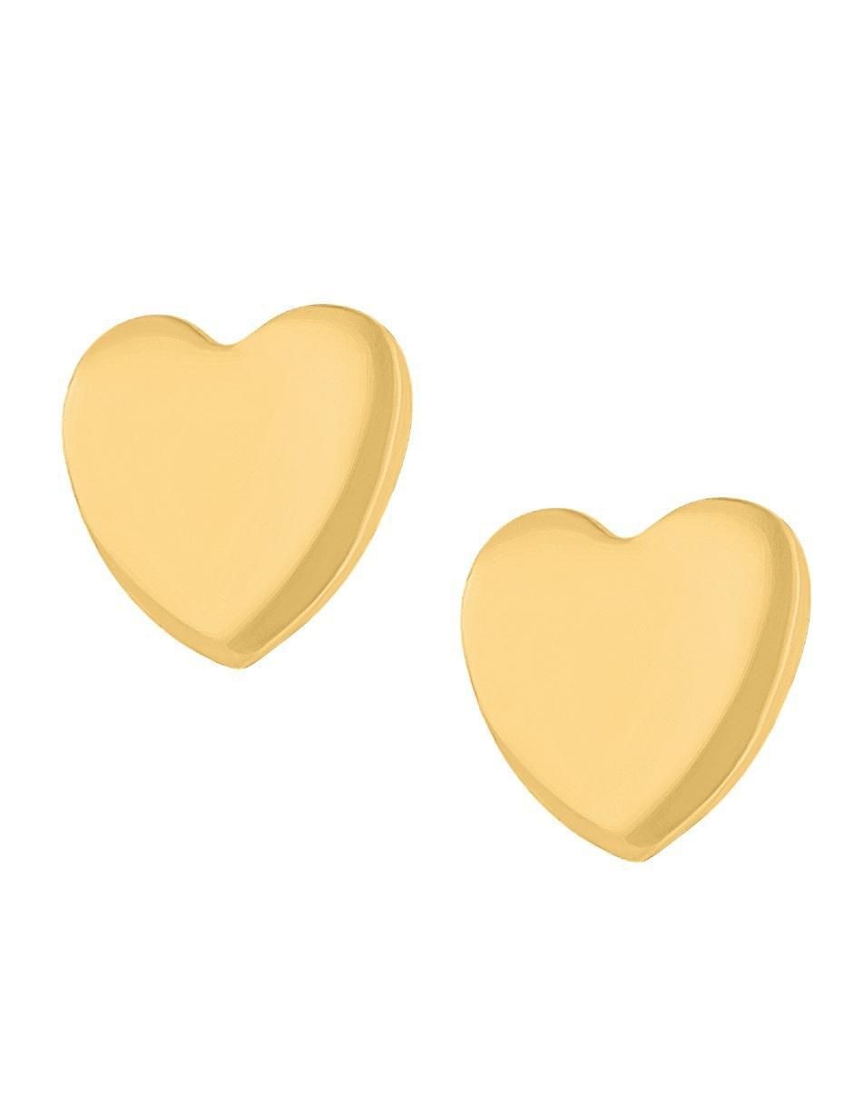 Broqueles de corazón horoz de oro 14 k con acabado pulido