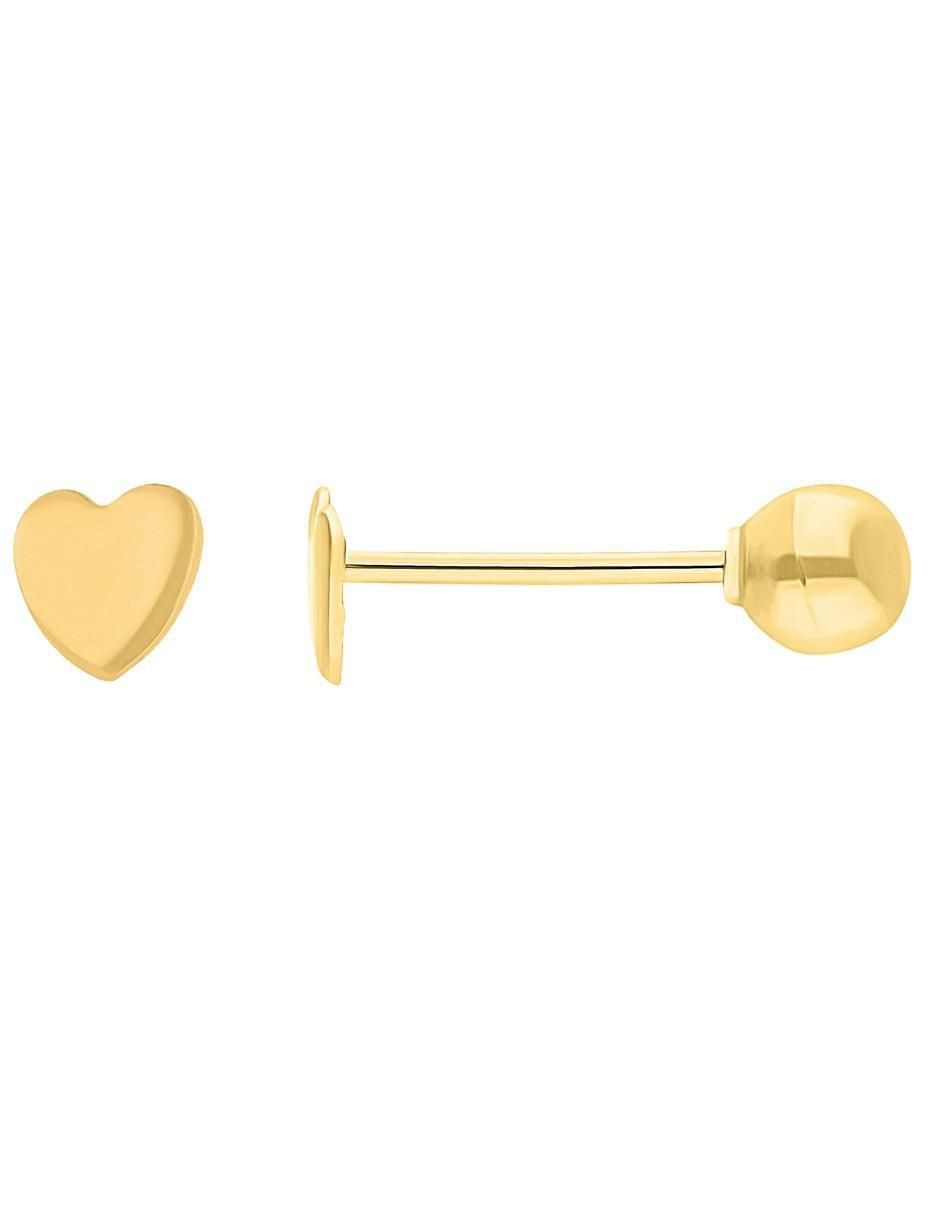 Broqueles de corazón horoz de oro 14 k con acabado pulido
