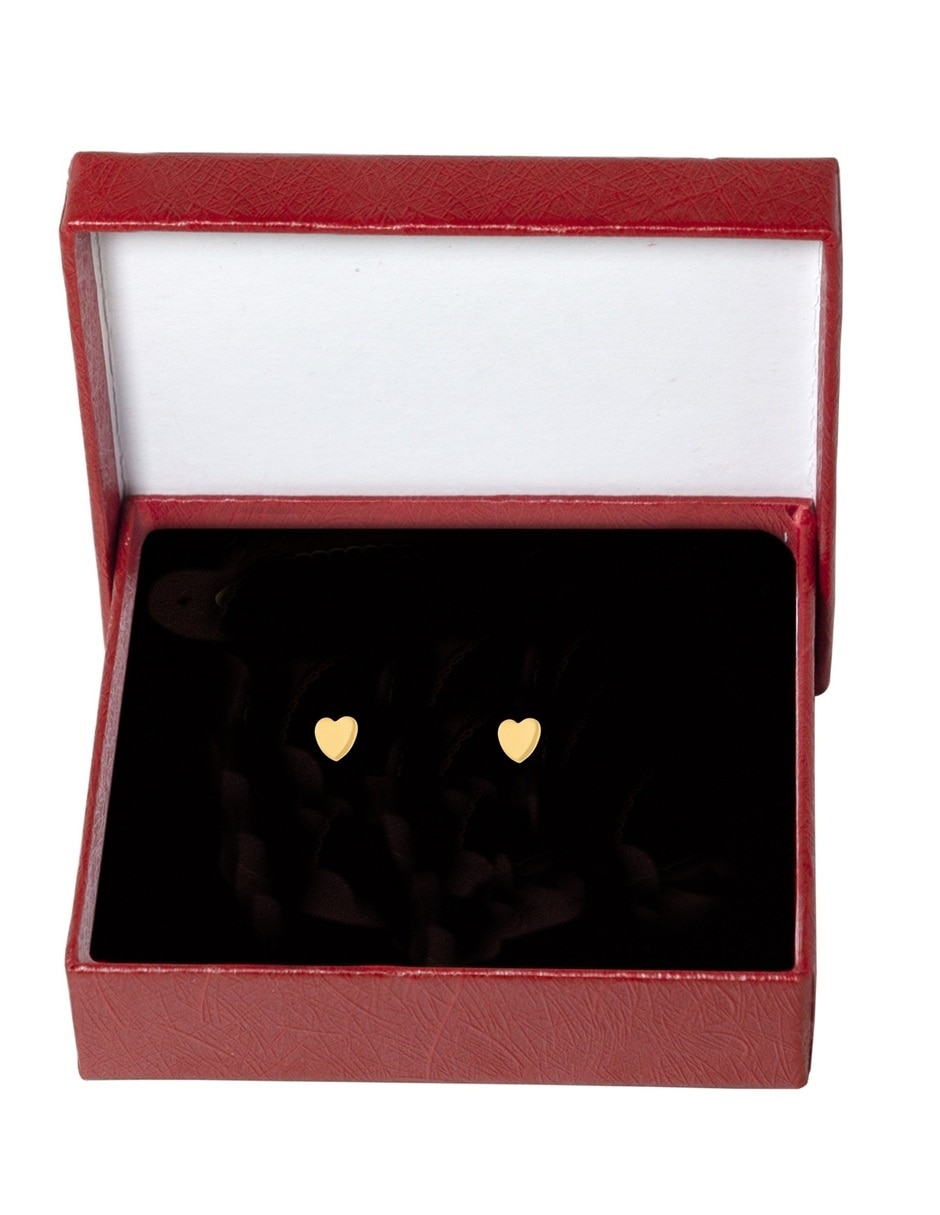 Broqueles de corazón de oro 14 k con acabado pulido Broqueles de corazón de oro 14 k con acabado pulido